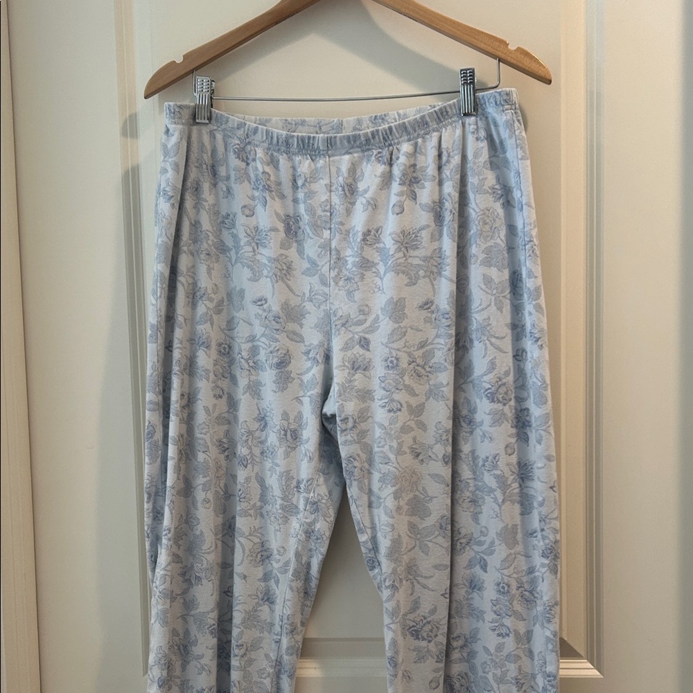 Unbranded Blue Floral Print Pajama Lounge  Pants elastic waistband women size L